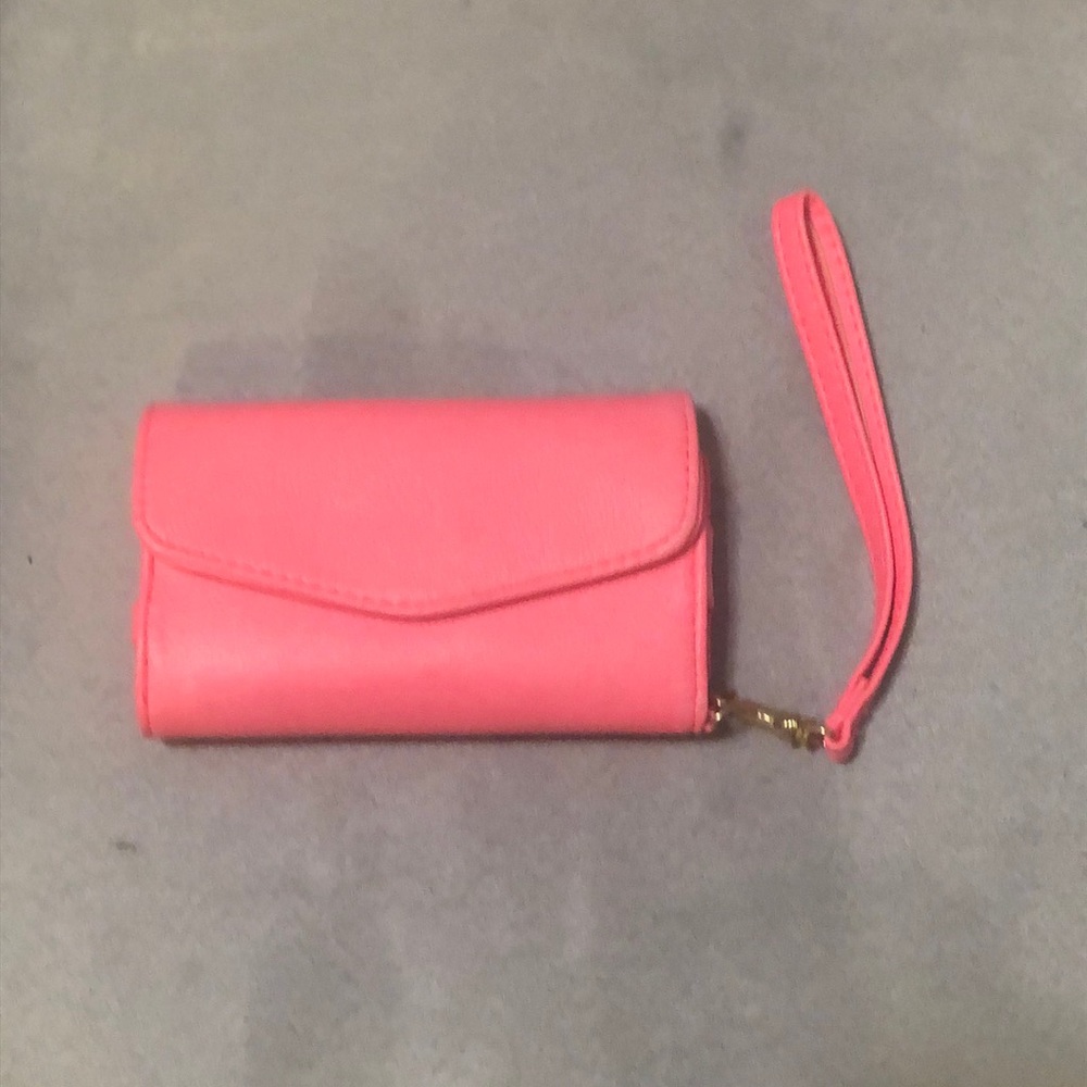 iPhone 4 Neon Pink Leather Wristlet